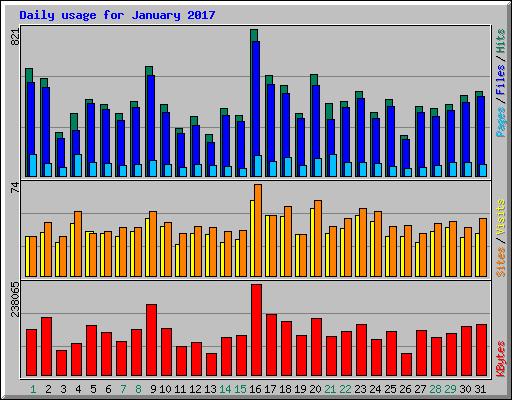 Daily usage for January 2017