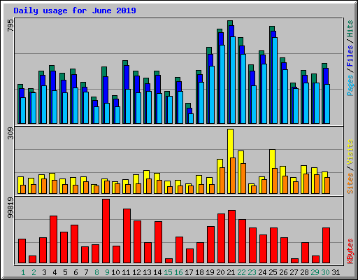 Daily usage for June 2019