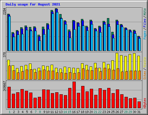 Daily usage for August 2021