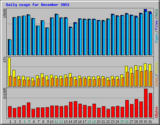 Daily usage for December 2021