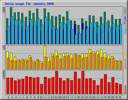 Daily usage for January 2020