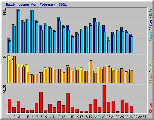 Daily usage for February 2021