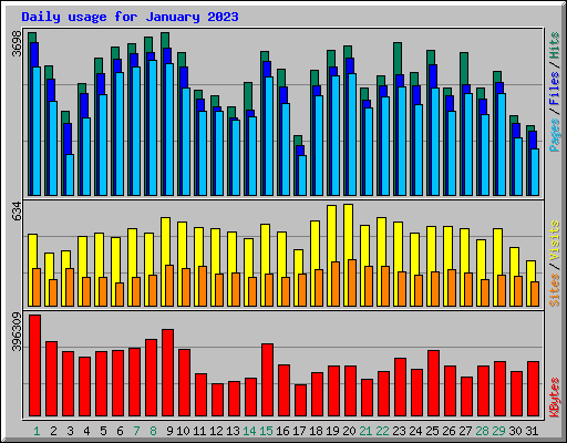 Daily usage for January 2023