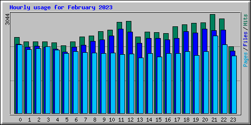 Hourly usage for February 2023